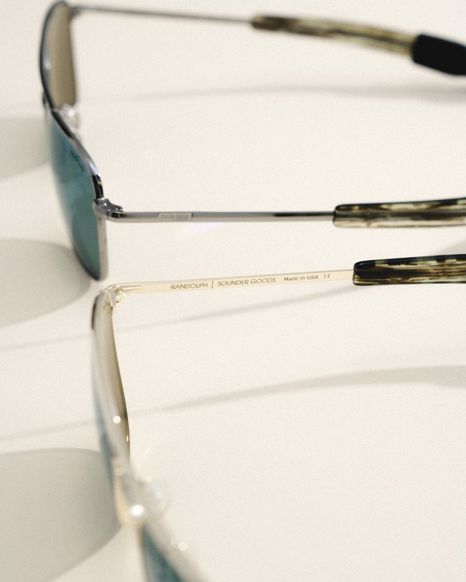 RandolphUSA's tweet photo. An all-American collection, proudly handcrafted in the USA.
⠀
Shop 4 new limited edition Aviator and Concorde styles in Gunmetal & 22k Catalina Gold, made in collaboration with Sounder Goods: https://t.co/tIdMfnBB0h
⠀
#MyRandolphs #SounderGoods #MadeInUSA https://t.co/oxVTebaxWm