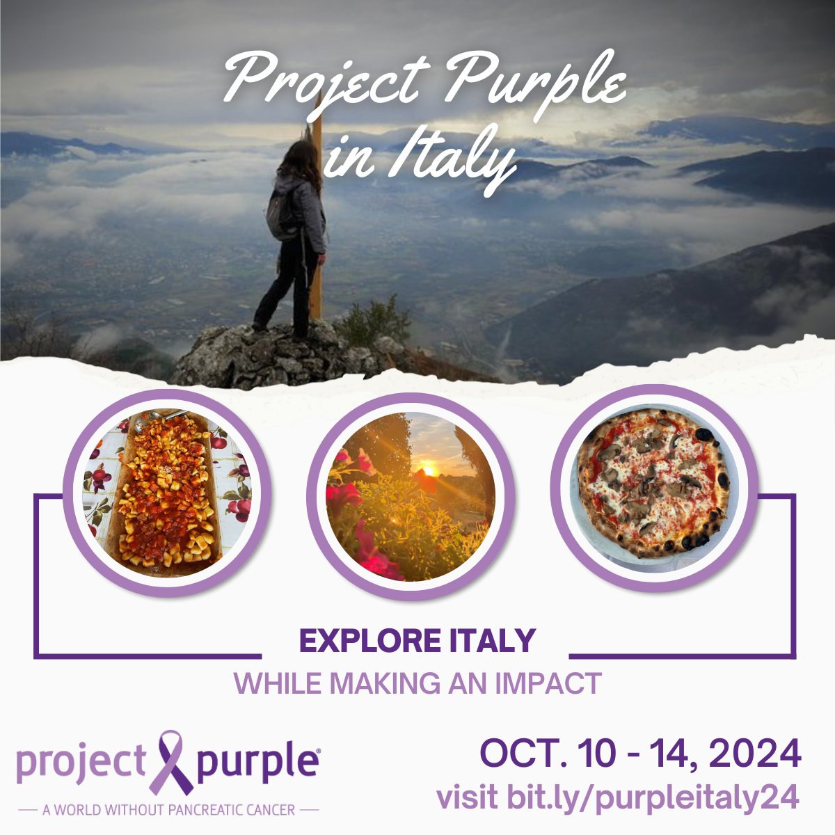 Come with us on October 10-14 and enjoy an authentic Italian experience! This will be an awesome experience with many events planned like a hike of the historic WWII battlefield of Monte Cassino: projectpurple.org/events/project…