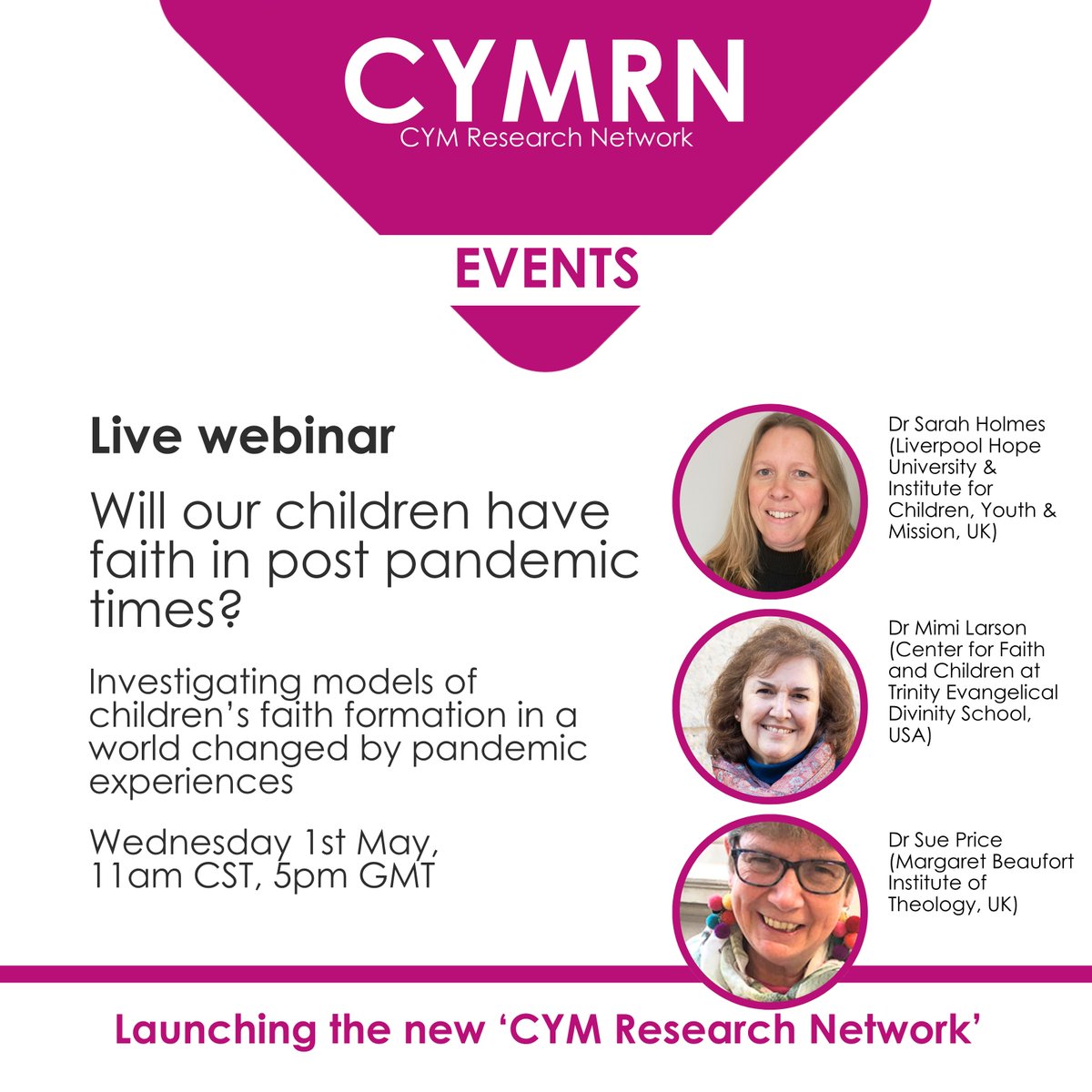 LIVE webinar - 'Will our children have faith in post pandemic times?' We'll be investigating models of children’s faith formation in a world changed by pandemic experiences on Wednesday 1st May, 11am CST, 5pm GMT The webinar is free, sign up through the link in the bio.