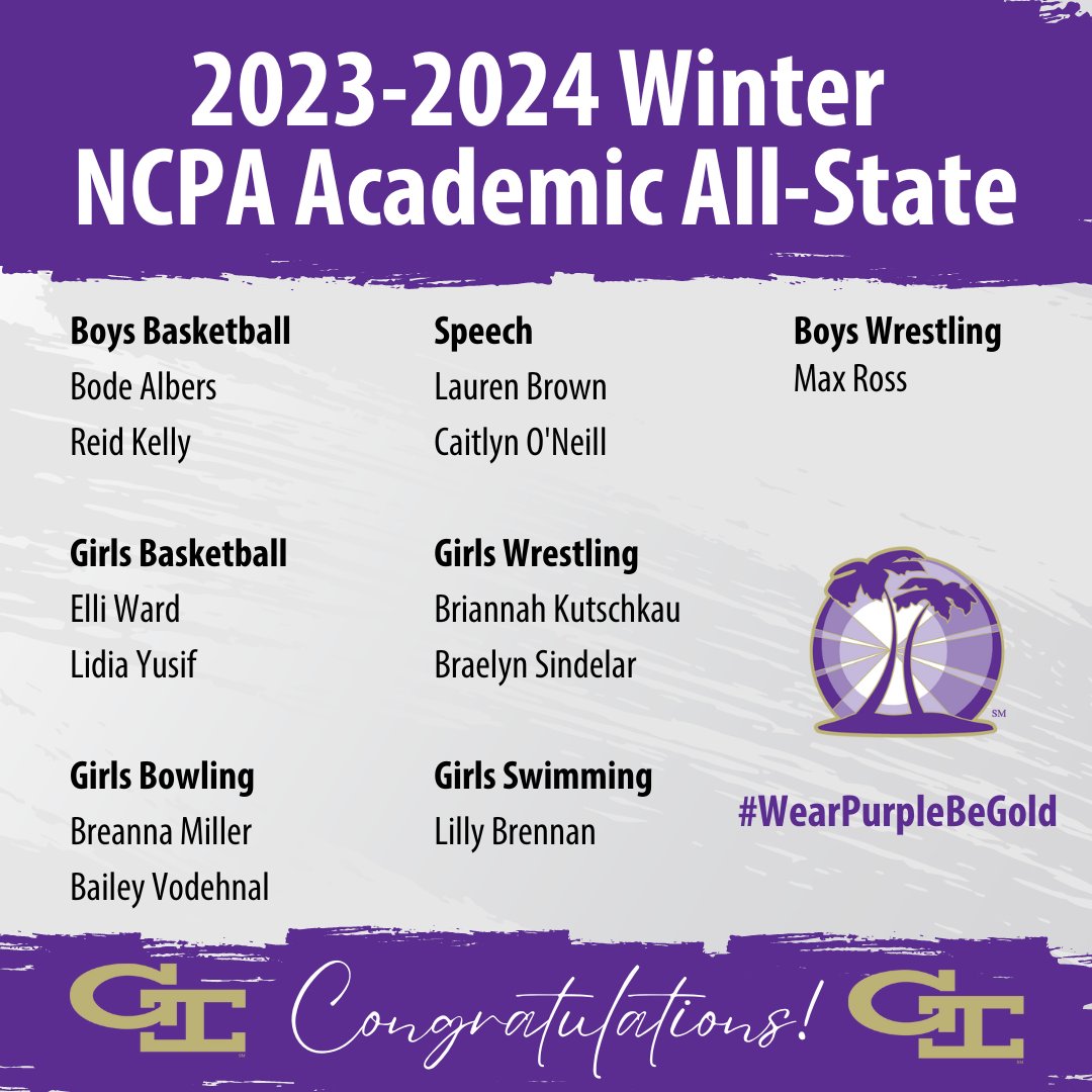 Congratulations to our Islanders who were named to the Winter NCPA Academic All-State Awards list!

#WearPurpleBeGold 🌴