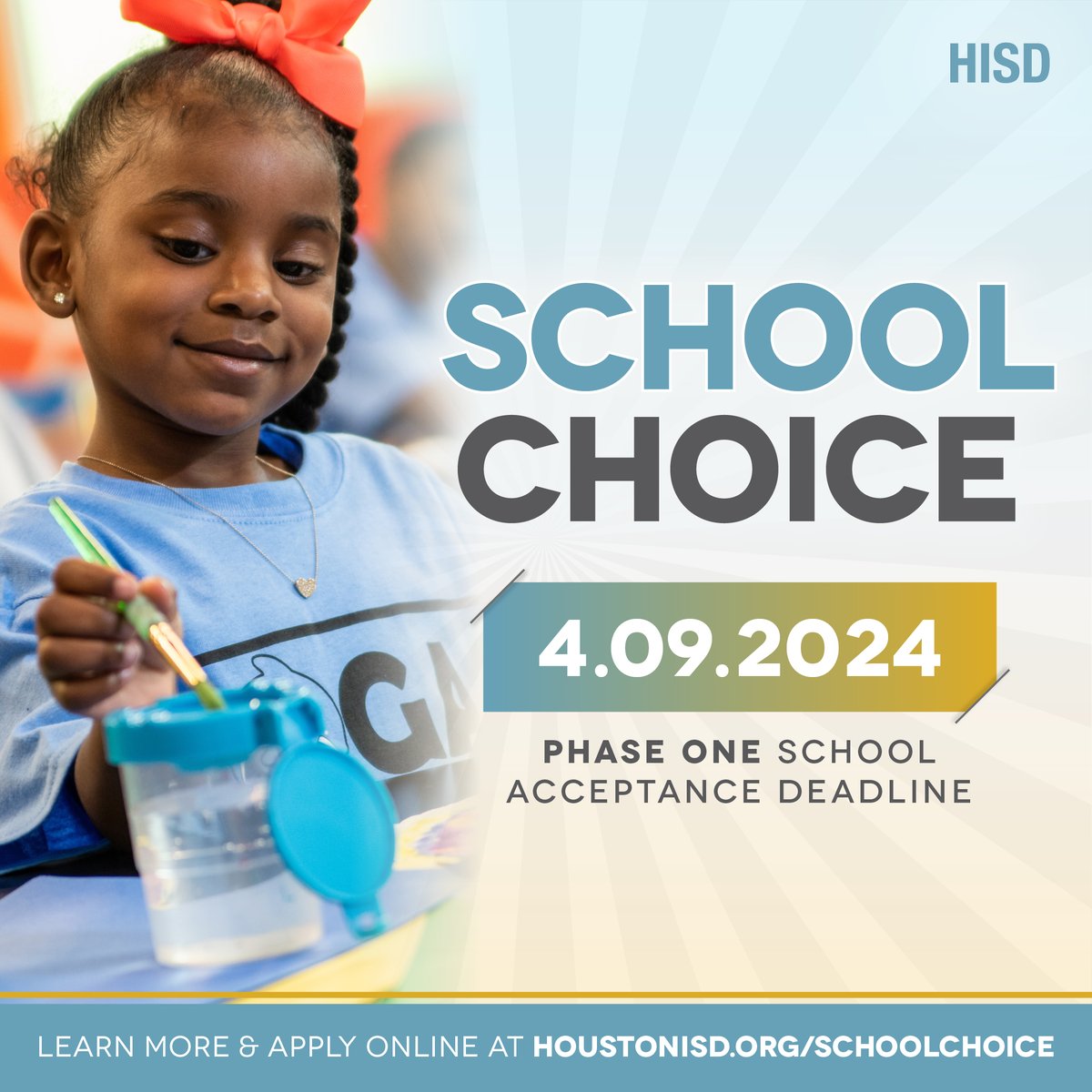 Get ready, HISD families! School choice phase 1 lottery notifications go out Tuesday, and phase 2 of the application process opens that same day. The phase 1 acceptance deadline is 4/9. More on HISD's range of school options and the school choice process: bit.ly/3PwDWMW