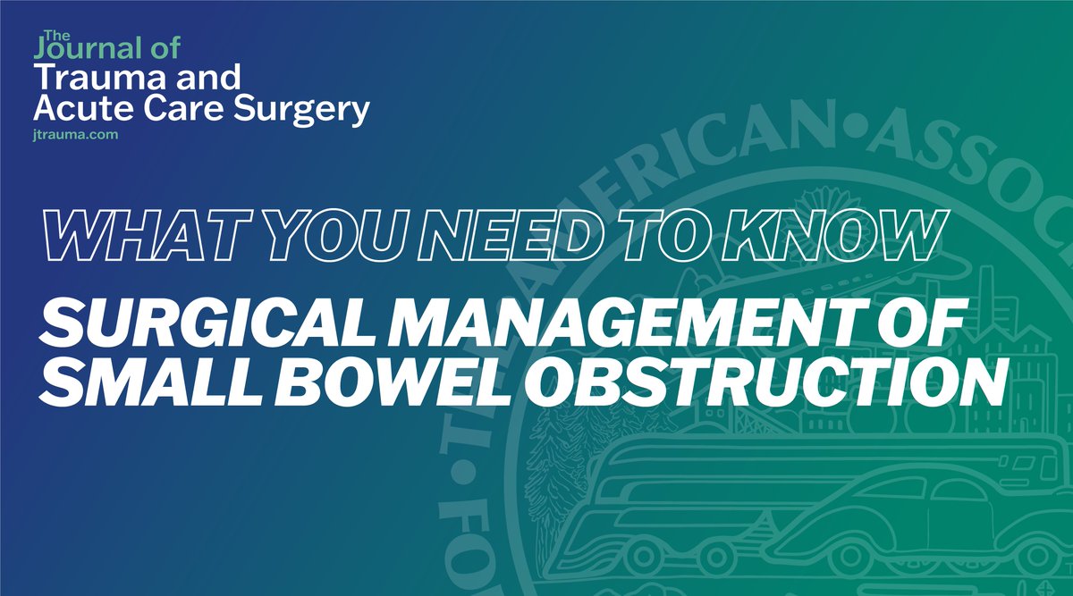 Journal of Trauma and Acute Care Surgery (@jtraumacutesurg) on Twitter photo We highlighted the latest developments for patients with SBO including how to make the decision to operate and techniques you must know when operating. Including, tables, pictures, and technique figures for practice.
<a href="/ZielinskiTrauma/">Martin D. Zielinski</a> #JoTACS #MedEd
journals.lww.com/jtrauma/fullte⦠We highlighted the latest developments for patients with SBO including how to make the decision to operate and techniques you must know when operating. Including, tables, pictures, and technique figures for practice.
<a href="/ZielinskiTrauma/">Martin D. Zielinski</a> #JoTACS #MedEd
journals.lww.com/jtrauma/fullteā¦