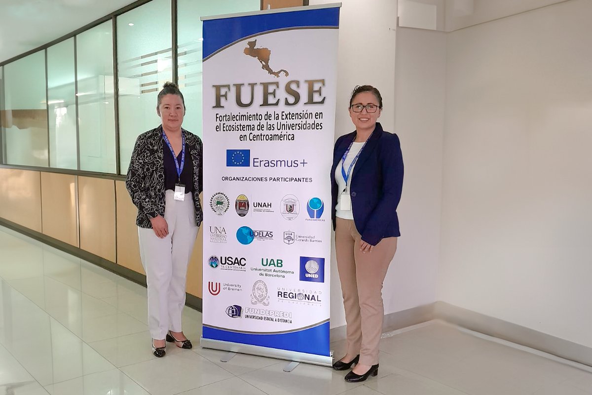 UGB se suma al proyecto FUESE de @EUErasmusPlus, que busca potenciar la Proyección Social Universitaria. Con 12 universidades de CA y Europa, iniciamos en UDELAS, Panamá, con Dra. Diana Jiménez y Mtra. Gabriela Díaz. #InvestigaciónUGB #ProyecciónsocialUGB