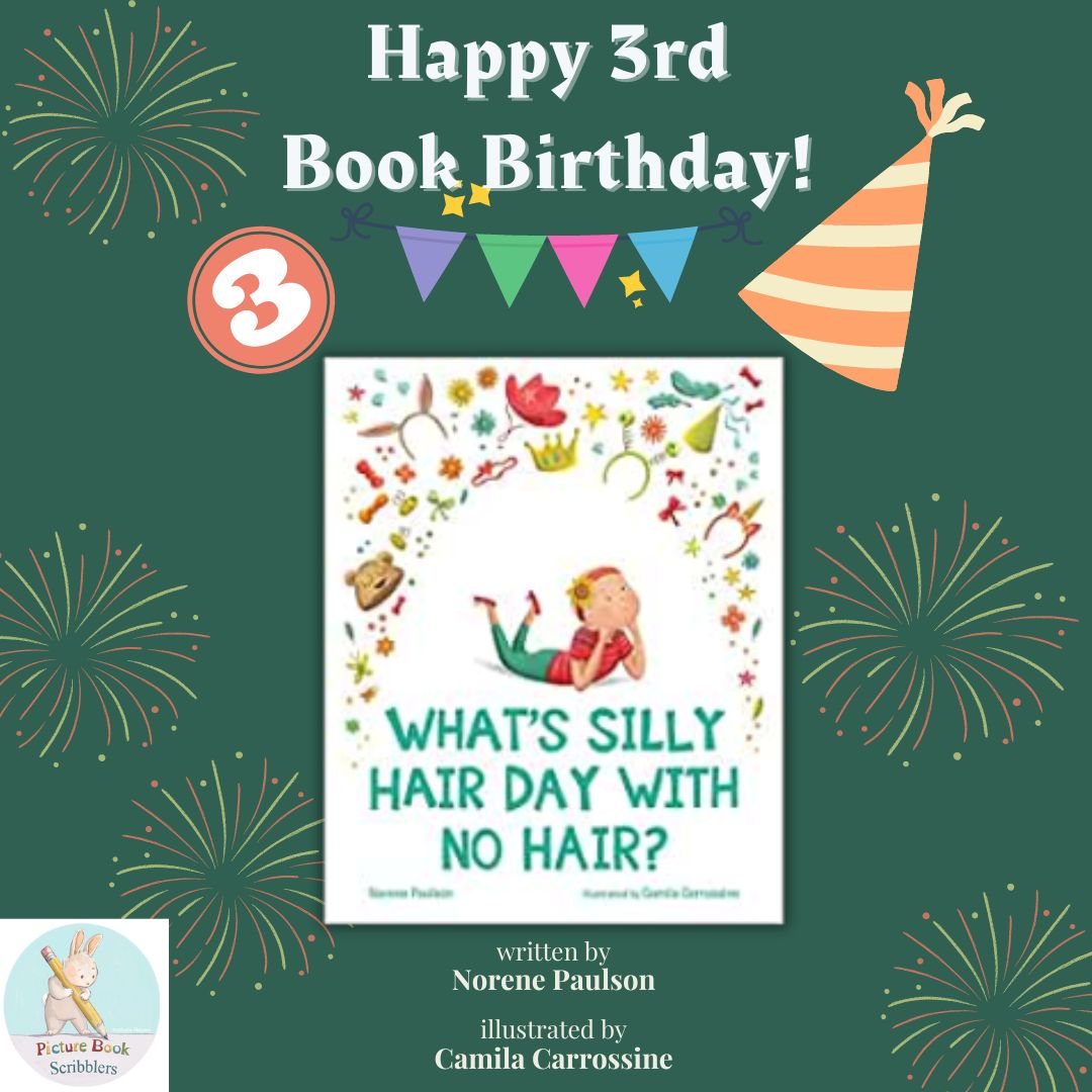 Happy birthday to What's Silly Hair Day with No Hair? by @NorenePaulson & Camila Carrossine! 3 years since its release! ⁠ With no hair, Bea has to find a creative way to be part of silly hair day.⁠ ⁠ Get a copy from your fav bookstore or order here: amazon.com/Whats-Silly-Ha…