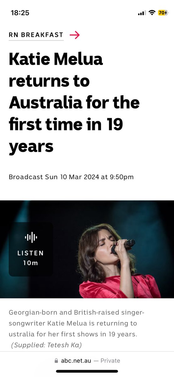 In case you missed it, here's an interview I did recently with ABC. Can't wait, Australia. katiemelua.lnk.to/abcinterviewXX