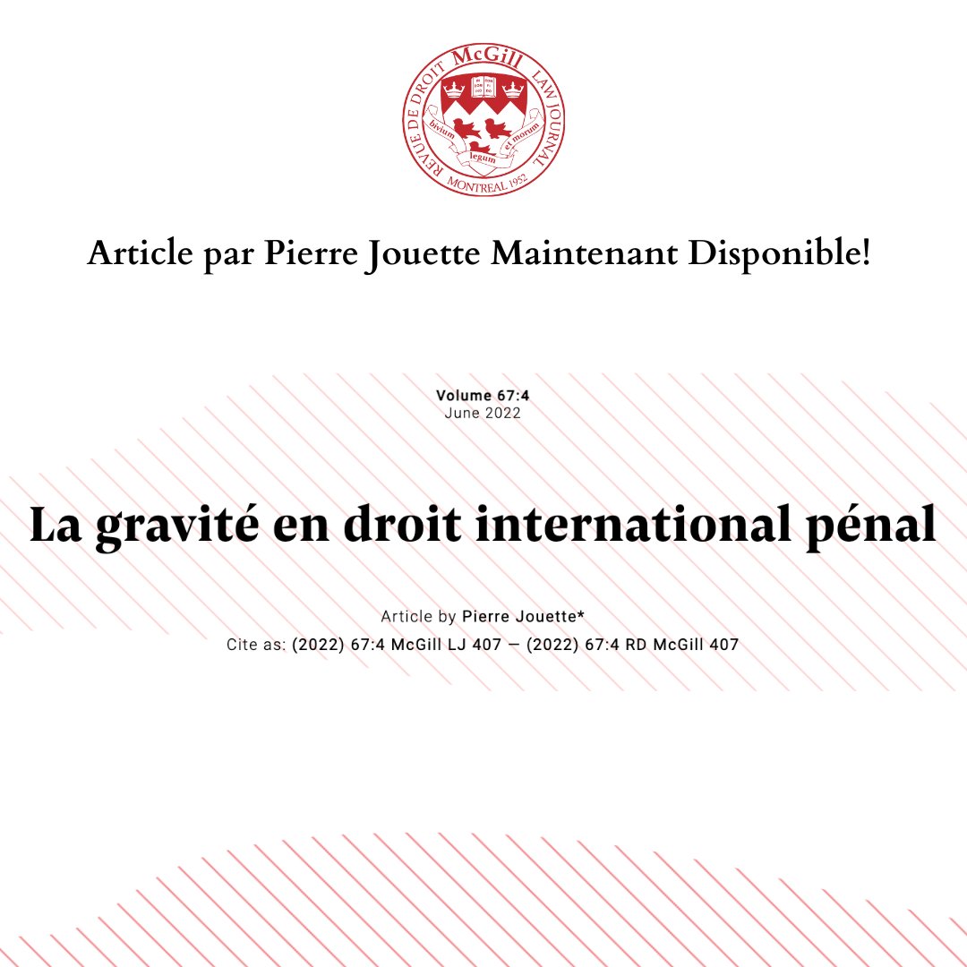 'La gravité en droit international pénal' explores the elusive concept of gravity. From its foundational role to its subjective assessment by judges, discover how gravity shapes the fight against impunity and the protection of defendants alike. shorturl.at/jwV39