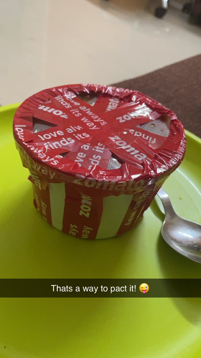 kalvenjerald's tweet photo. Hey @zomato thats a way to pack it! 😍 https://t.co/T81nhU1WAW