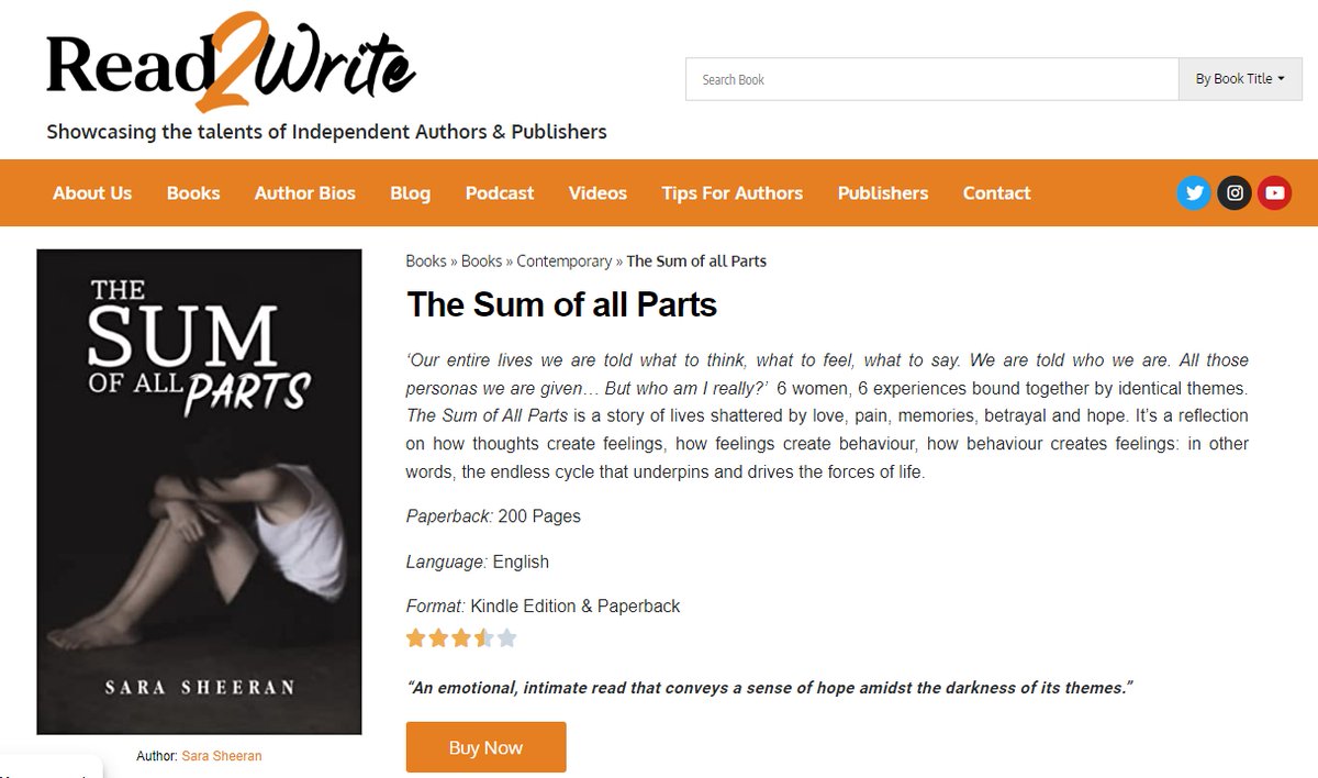 SaraSheeran3's tweet image. Just found by debut book The Sum of all Parts on Read2Write :)
#thesumofallparts #read2write #BooksWorthReading #writer