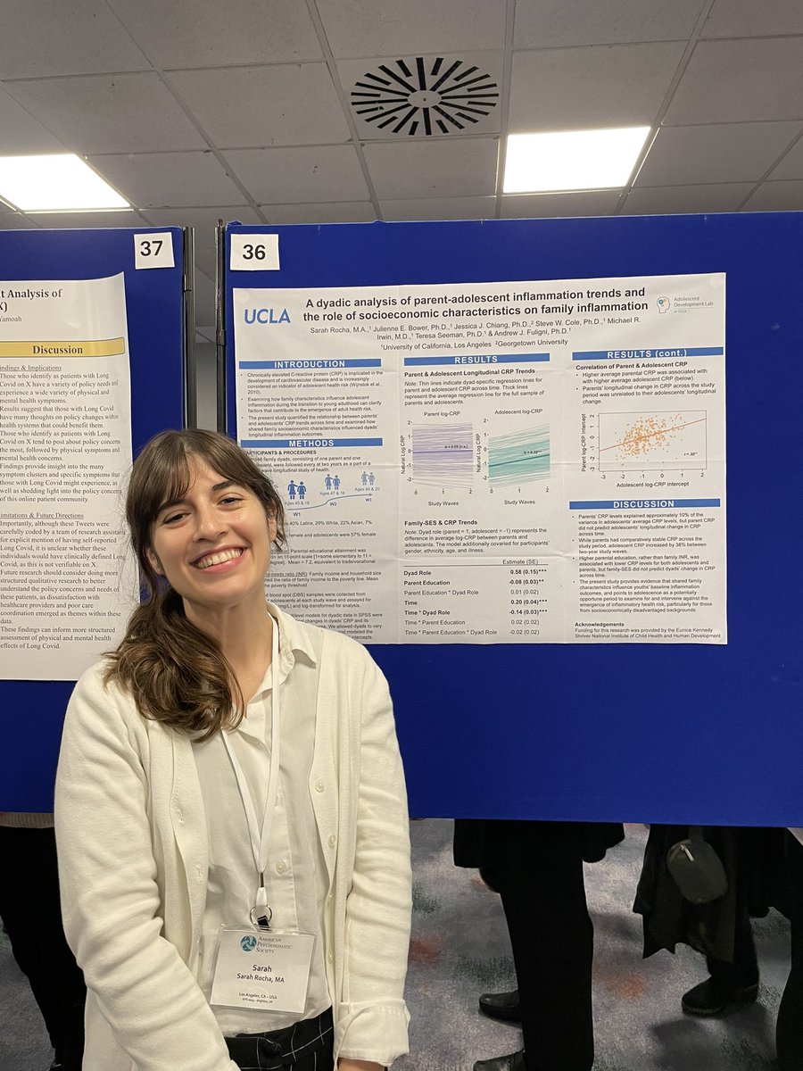 So awesome hearing all of the incredible talks at #APS2024UK this week and grateful for the opportunity to present my work on longitudinal inflammation outcomes among parent-adolescent dyads from the #UCLA Adolescent Development Lab!