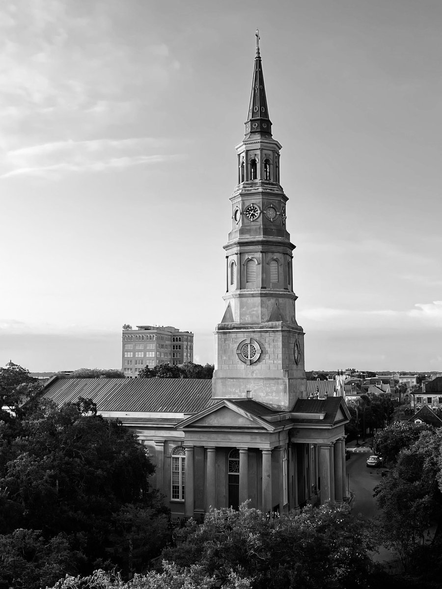 A skyline filled with hope; reminders of our past; thoughtful look to the future - Charleston, South Carolina #blackandwhitephotography #blackandwhitephoto #historiccharleston #historiccharlestonsc #downtowncharleston #viewsforviews #aroundcharleston