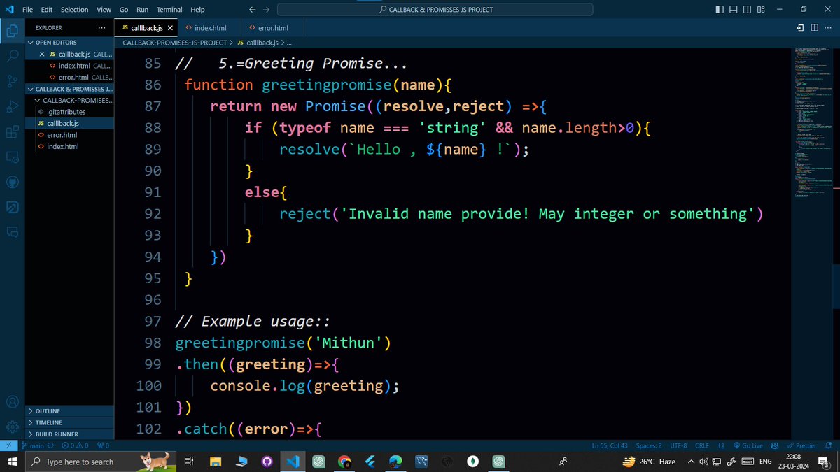 thakurdau2022's tweet image. "JavaScript Developer | Code Enthusiast | Tech Innovator | #CodingWizard #TechEnthusiast"
Today ,I have learned about Error Handling ,Callback &Promises ,Multiple API data fetching .
I hope this will help you .
Feel free to ask.
#JavaScriptDeveloper #CodePassion #TechInnovator
