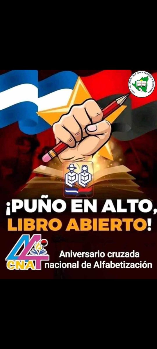 #23DeMarzo 44 aniversario de la gran cruzada nacional de alfabetización en #Nicaragua, vivo ejemplo de revolución y amor a la patria, donde miles de jóvenes se armaron con lápiz, libros y cartilla para luchar contra el analfabetismo legado por las políticas liberoconservadoras