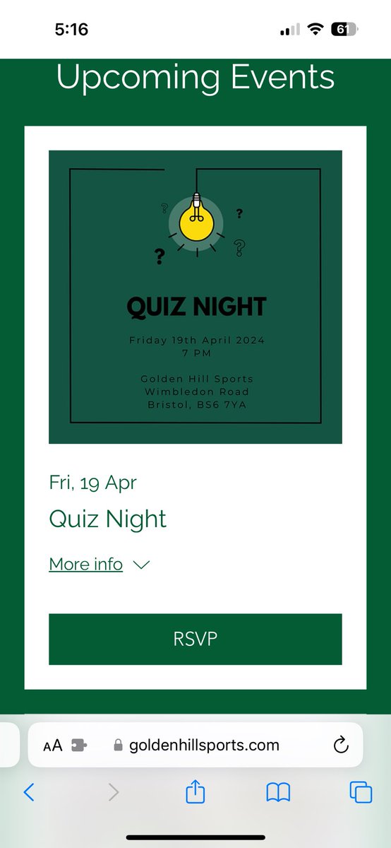 The hottest ticket in town is now up for grabs, the ever popular Pinders Quiz night returns. Get in quick as it’s always a sell out!! goldenhillsports.com/event-details/…