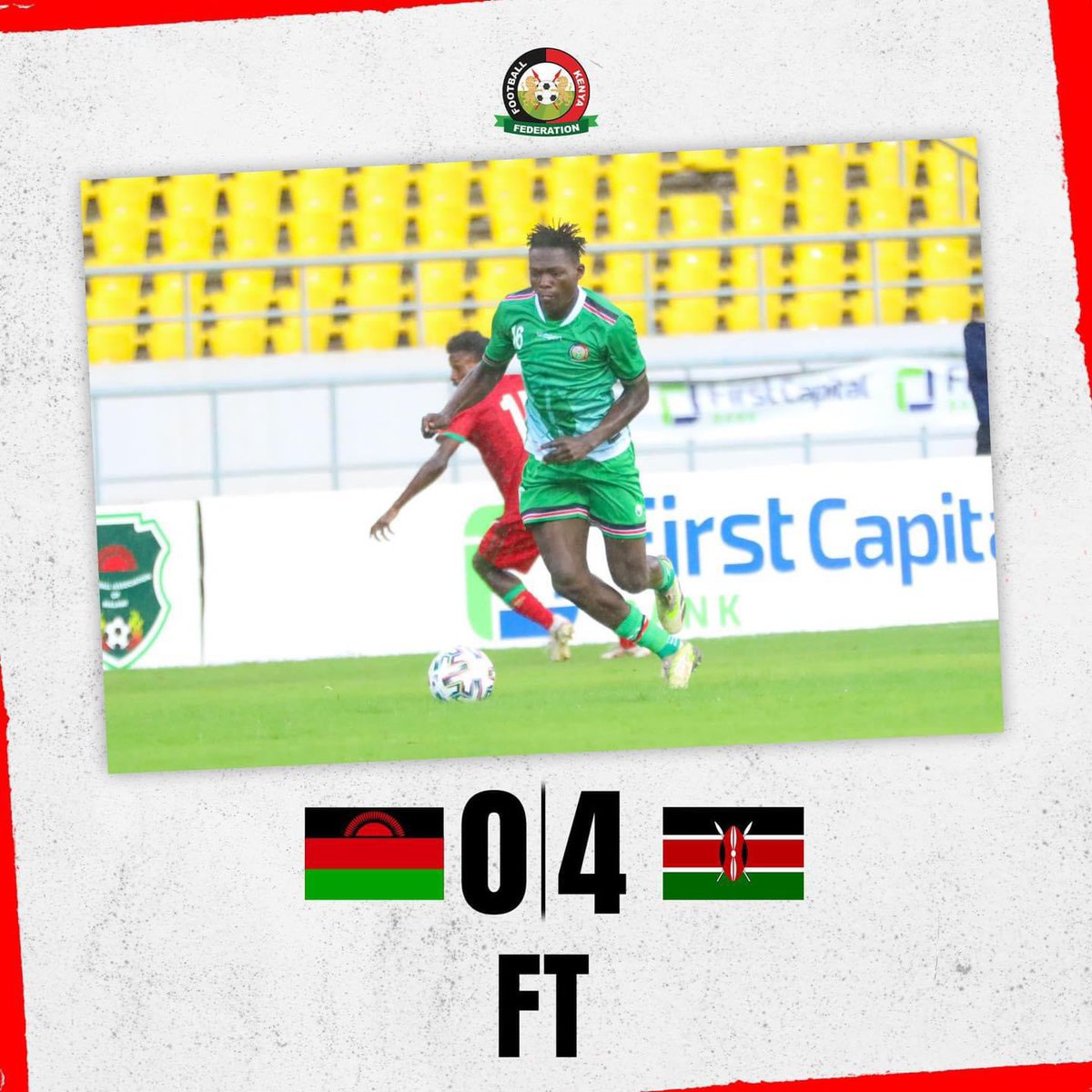 🇰🇪 What an incredible display by @HarambeeStars_ , dominating Malawi 4-0 on their home turf! Your stylish performance has made Kenya proud. Thank you for representing our nation with such skill and swag! #HarambeeStars