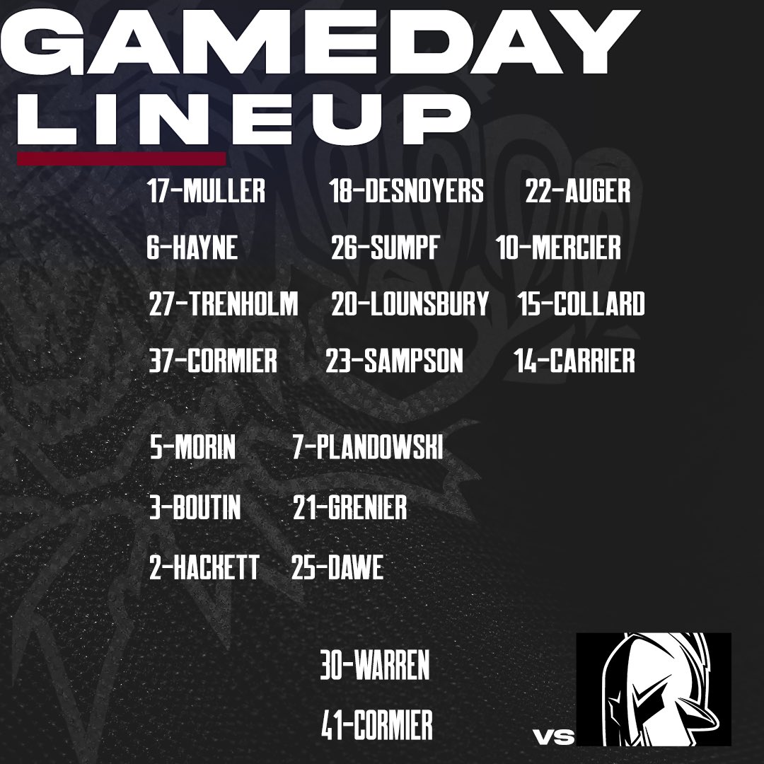 MonctonWildcast's tweet photo. Lineup* for the Wildcats in the final regular season game 

#DefendTheDen #MarchToThePlayoffs #ABvsMON 

*subject to change https://t.co/ETjzQz75Nv