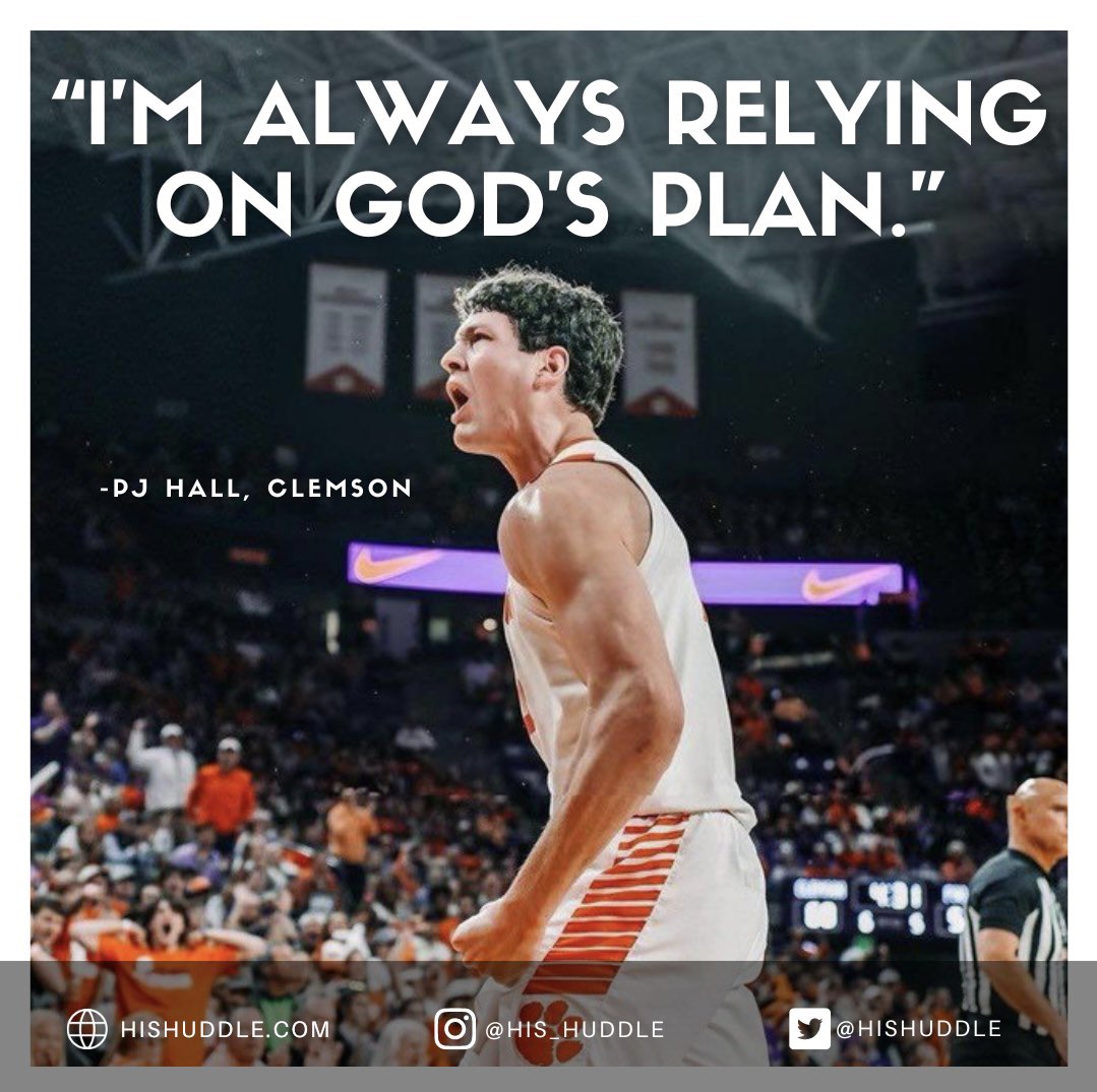 “I’m always relying on God’s plan.” Clemson star PJ Hall is guided by faith as he leads the Tigers in the NCAA Tournament. hishuddle.com/2022/01/27/pj-…