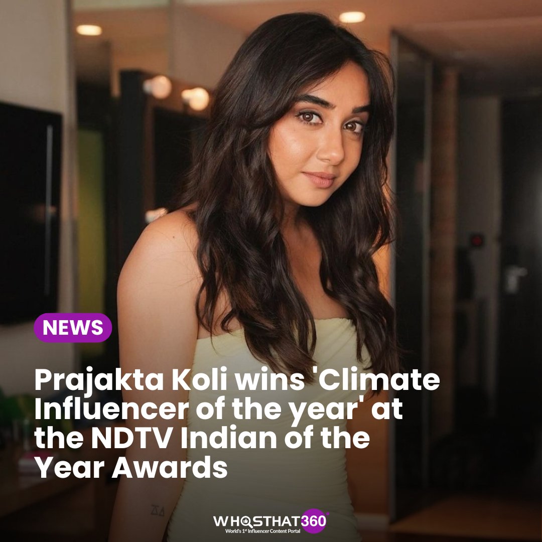 Huge congratulations to Prajakta Koli for winning the Climate Influencer of the Year Award at the NDTV Indian of the Year Awards! 👏 

📷 @iamMostlySane

#PrajaktaKoli #ClimateAction #NDTVIndianoftheYear #WhosThat360