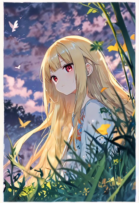 「blonde hair cloudy sky」 illustration images(Latest)