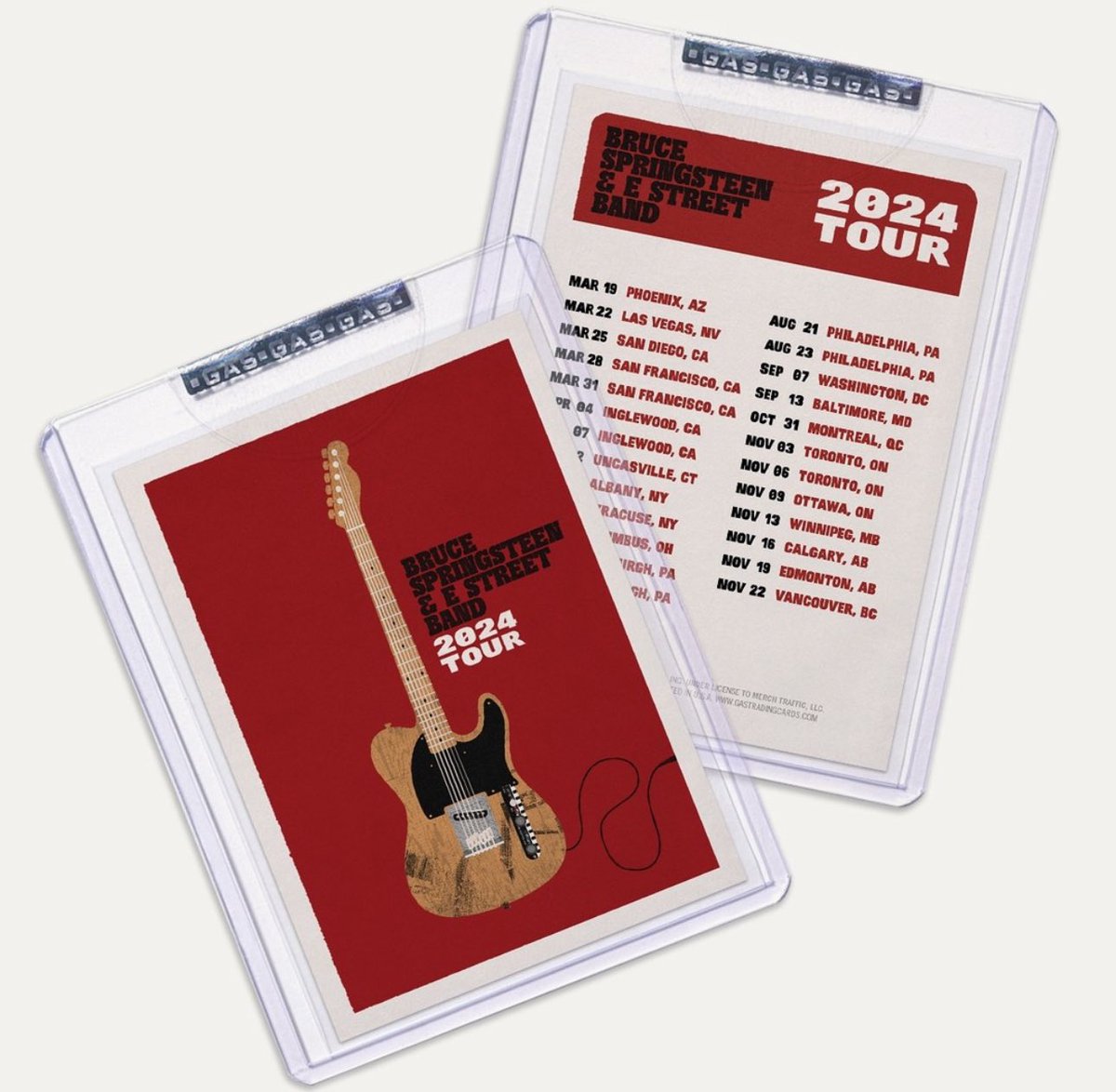 GAS is proud to present the official @springsteen & E Street Band 2024 North America Tour Trading Cards, featuring the @collectionzz poster artwork. The tour card is available, along with setlist cards the day of each show, at brucespringsteen.store
