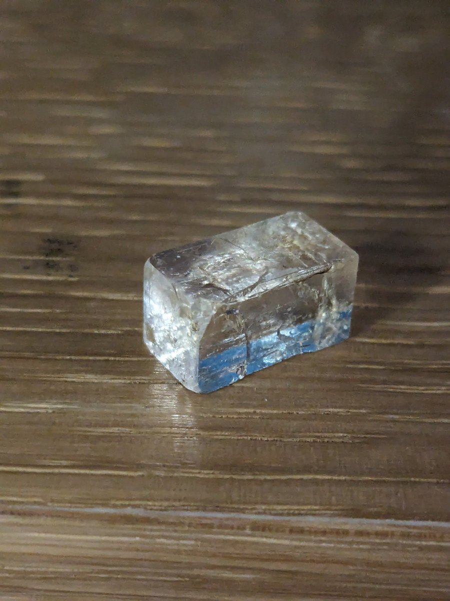 Found this rather nice salt crystal in the bottle after emptying out a bottle of fish sauce during a cupboard clean out. About 1 cm x 0.5 cm x 0.5 cm.