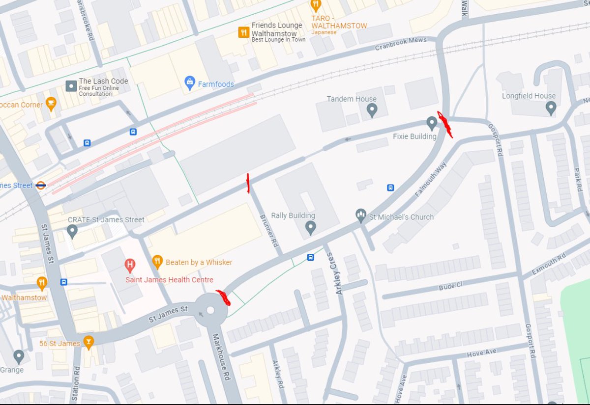 Good evening. We have been informed of a road closure from St James Street, to South Grove Road and Track Street, as shown on the image below. Please do avoid the area if you can.