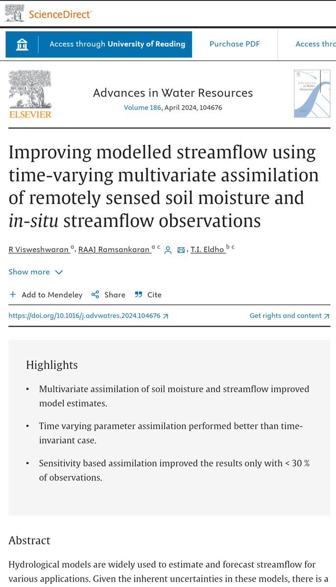 #dataassimilation #hydrology #soilmoisture #streamflow @HRSA_IITBombay @sciencedirect

#latepost 🙈