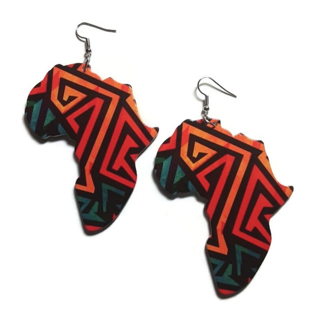 Africa Colorful Maze Pattern Statement Dangle Wood Earrings tuppu.net/dd39841c #fashionjewelry #Etsy #blackownedbusiness #explore #melaninfashion #WoodEarrings