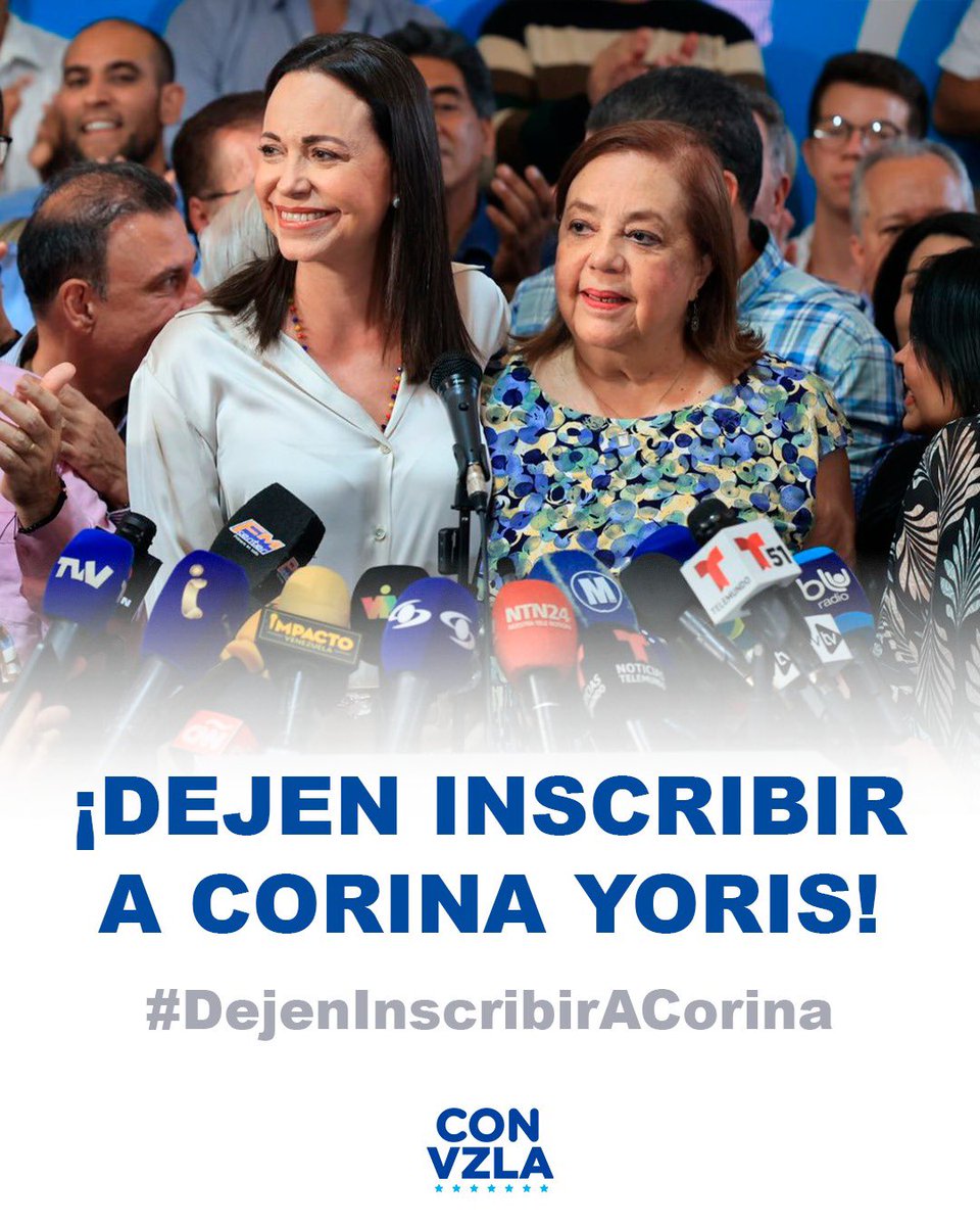 VoluntadPopular's tweet image. Maduro NO elige nuestro candidato. Los venezolanos, de la mano de @MariaCorinaYA y la unidad, elegimos a Corina Yoris como nuestra candidata presidencial y deben permitir su inscripción. #DejenInscribirACorina.