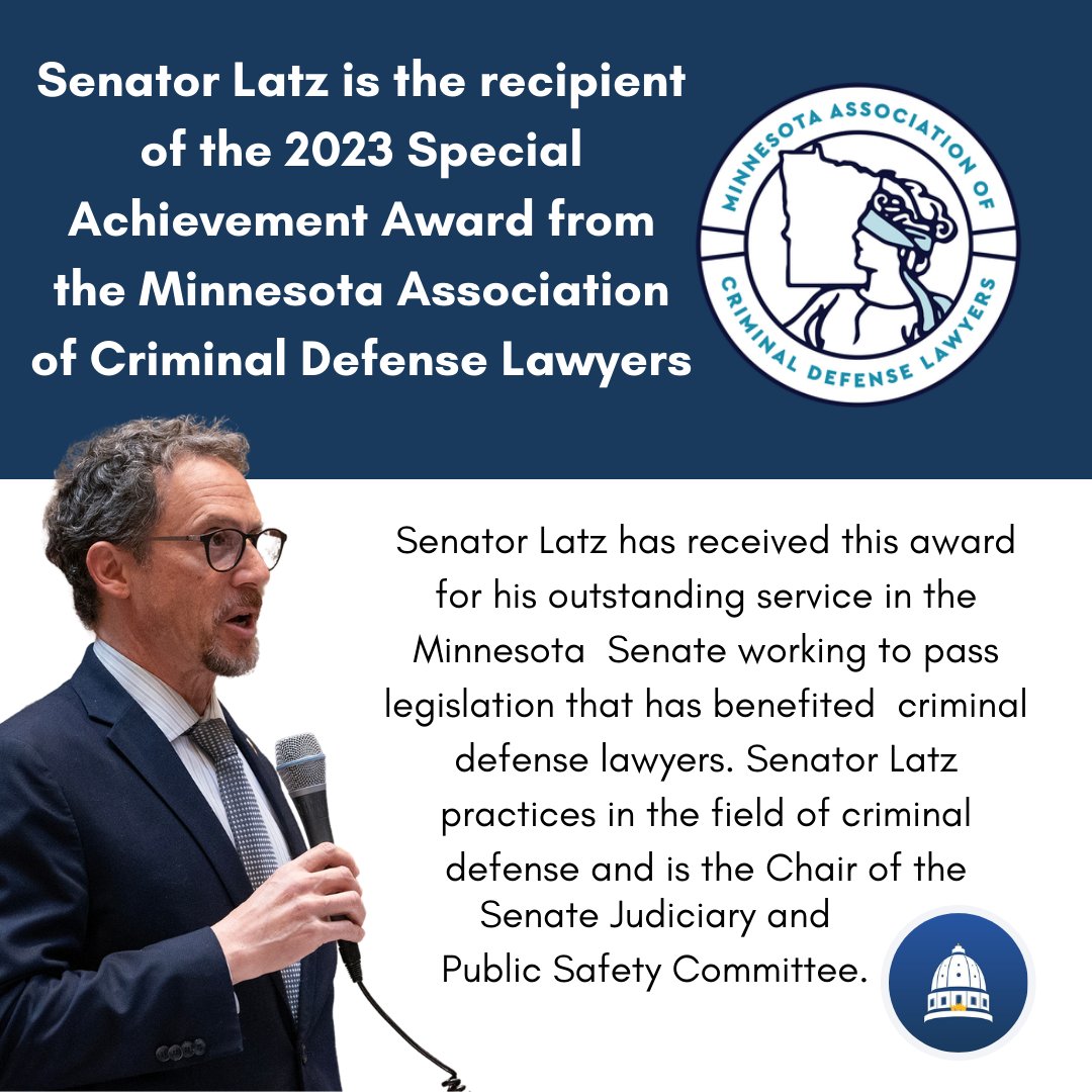 Thank you to the Minnesota Association of Criminal Defense Lawyers for presenting me with the Special Achievement Award recognizing my career promoting fairness in the criminal justice system.