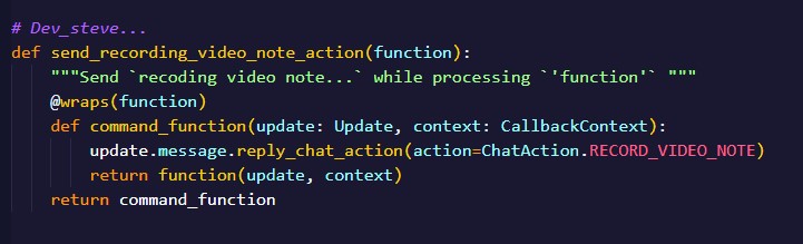SteveCode36's tweet image. Here we go python decorators... now I can see the &quot;xxx is recoding video note&quot;😂