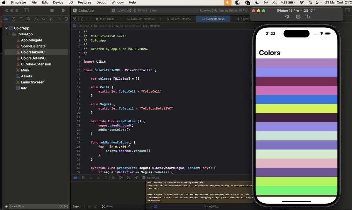 Selamlar, kendimce random color üreten ve seçilebilir olan bir small app ile uğraştım, bakmak isteyenler için GitHub linkini de iletiyorum;

github.com/yigitbal5555/c…