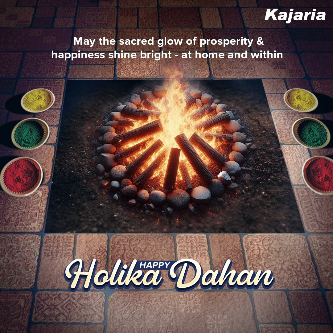 Amidst the flickering flames of Holika Dahan, let's embrace the spirit of renewal and celebration in our lives. Happy #HolikaDahan! #Kajaria #Tiles #HolikaDahan #Holi