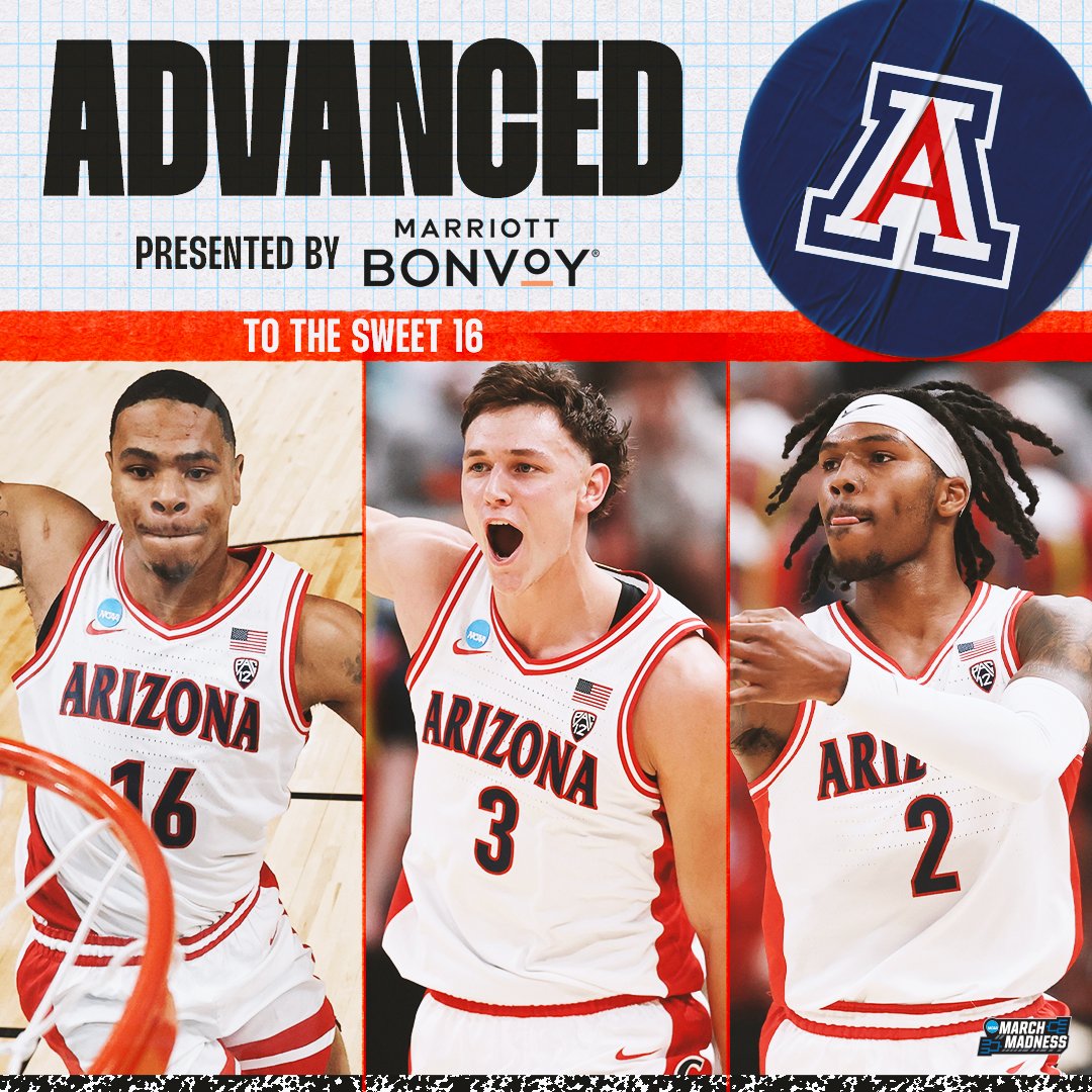 (2) ARIZONA BOOKS THE FIRST TICKET TO THE SWEET 16 👏 The Wildcats defeat (7) Dayton 78-68 to advance! #MarchMadness