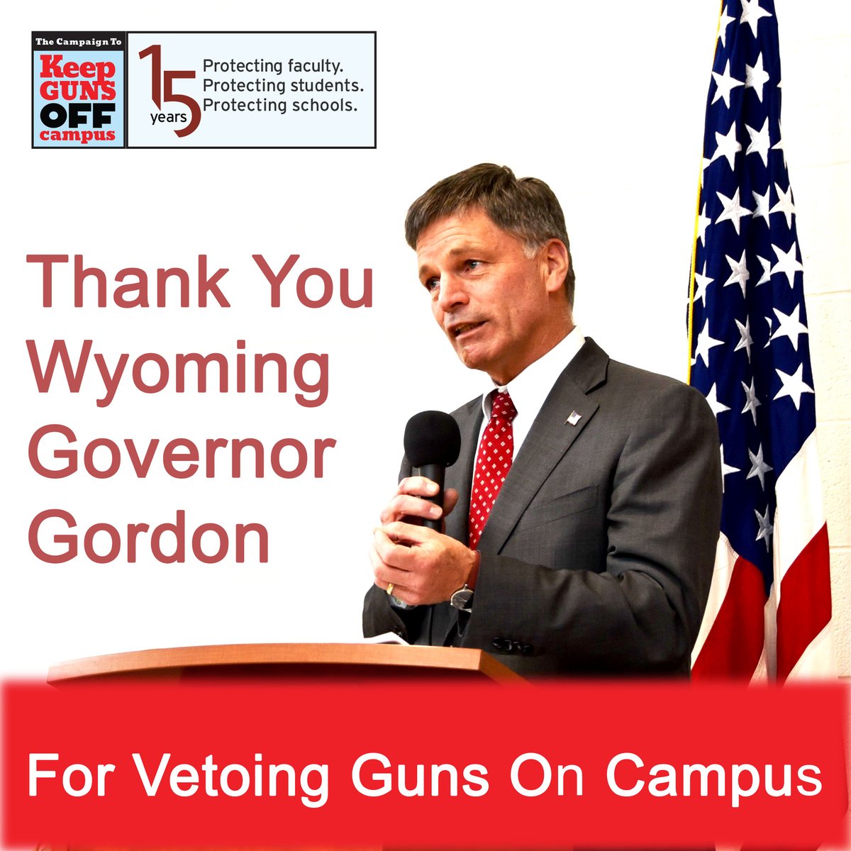 Big News!!! #GunsOnCampus Bill #HB125 was VETOED by #Wyoming @GovernorGordon last night. Thank you to all who made your voices heard, and to #WI #GovernorMarkGordon for his #commonsense #keepgunsoffcampus #enough #gunsense #veto #gunseverywhere #cheyenne keepgunsoffcampus.org