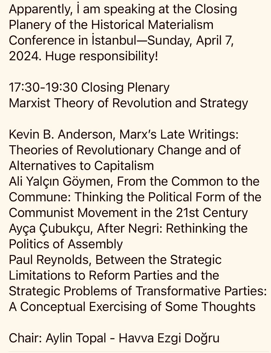 Soon, speaking at Historical Materialism Conference in İstanbul. Much gratitude to all organizers making HM possible across the world.

#HistoricalMaterialismİstanbul
@LSEsociology @LSEHumanRights 
@histmat