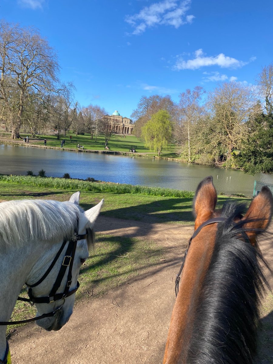 PH Kingsholm and TPH Fairford stopped to enjoy the view on their patrol in Cheltenham today ☀️. Whilst in the town centre the boys helped look for missing people and dealt with an intruder alarm going off in a residential area 🐴 @CheltPolice