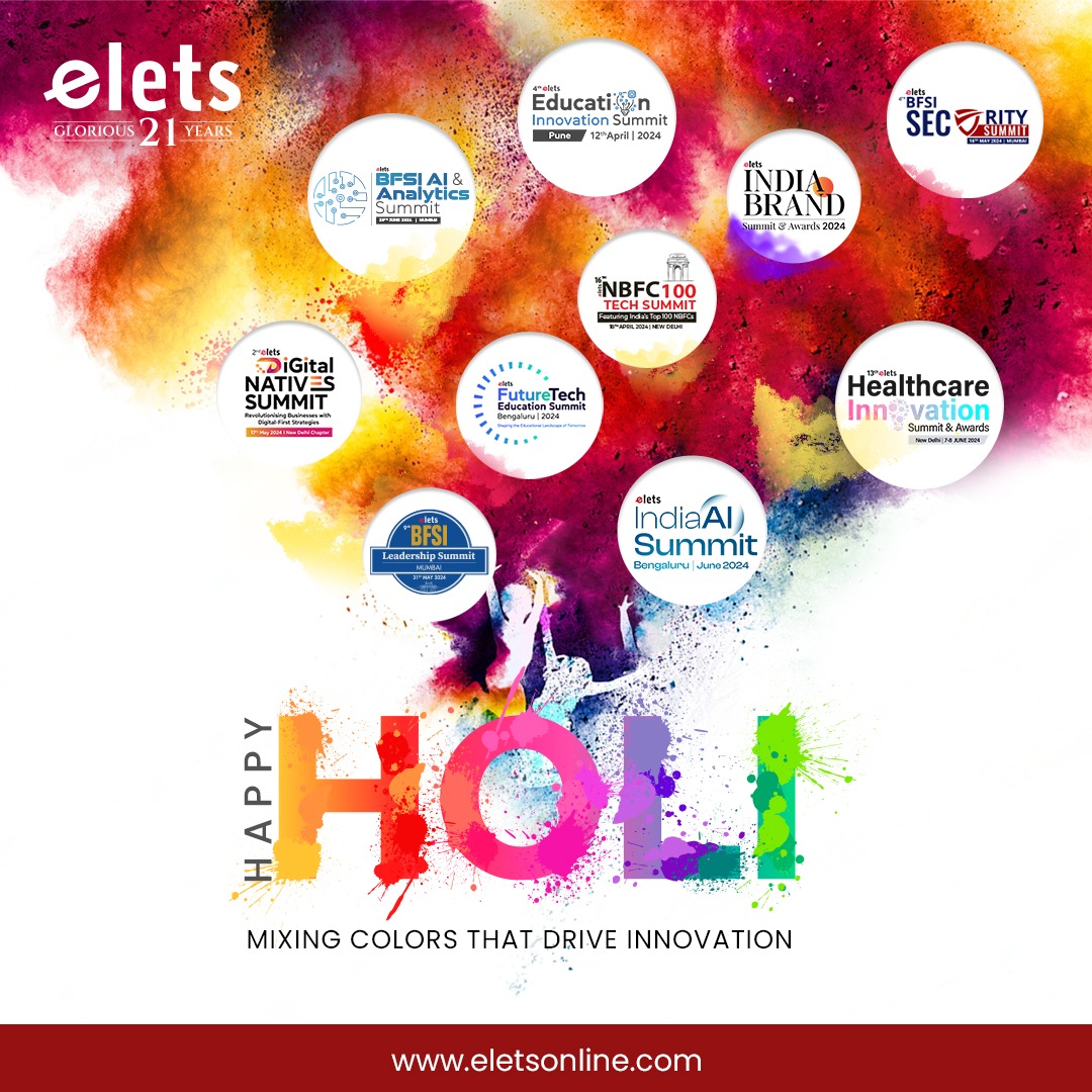 #HappyHoli! Embrace the colours of joy and celebration with Elets, the invincible market leader in fostering knowledge sharing and collaboration platforms. Join us in our upcoming events across and let's drive future-ready innovations across key sectors! bit.ly/43vX9Eo