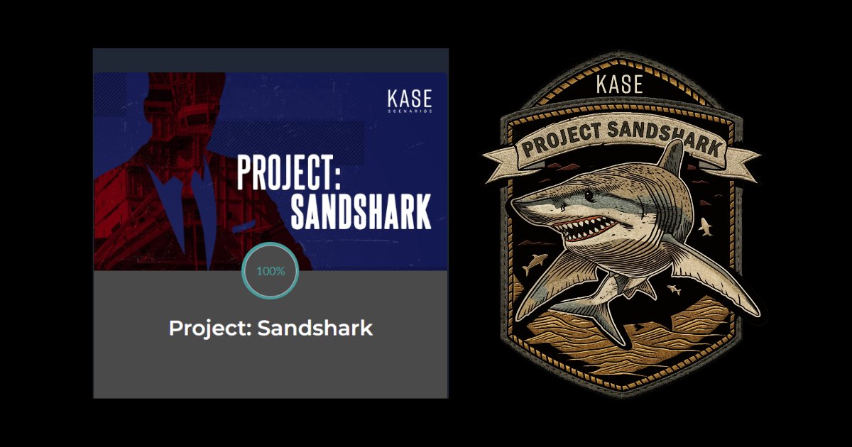 If you're into OSINT, <a href="/kasescenarios/">Kase Scenarios</a> is releasing Project Sandshark on March 27th! I had the opportunity to beta test Sandshark and earn their awesome badge!

Project Sandshark is different from their other OSINT scenarios since it's 100% report based. You're given the