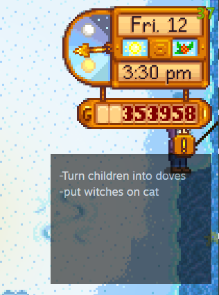_clae_pigeon's tweet image. DON'T FORGET THAT IF YOU PLAY GAMES ON STEAM, YOU CAN CREATE NOTES THAT YOU CAN OVERLAY WITH YOUR GAMES SO YOU CAN STOP FORGETTING WHAT YOU WANTED TO DO!!! (SHIFT+TAB THEN NOTES) #StardewValley