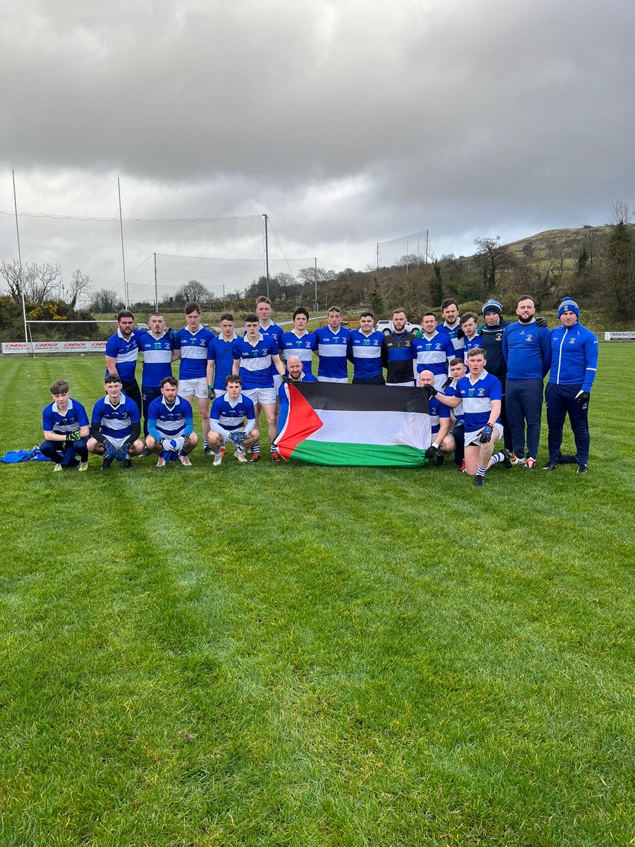 The ⁦@naomheoinclg⁩ senior footballers before their first Antrim Division 1 league game today