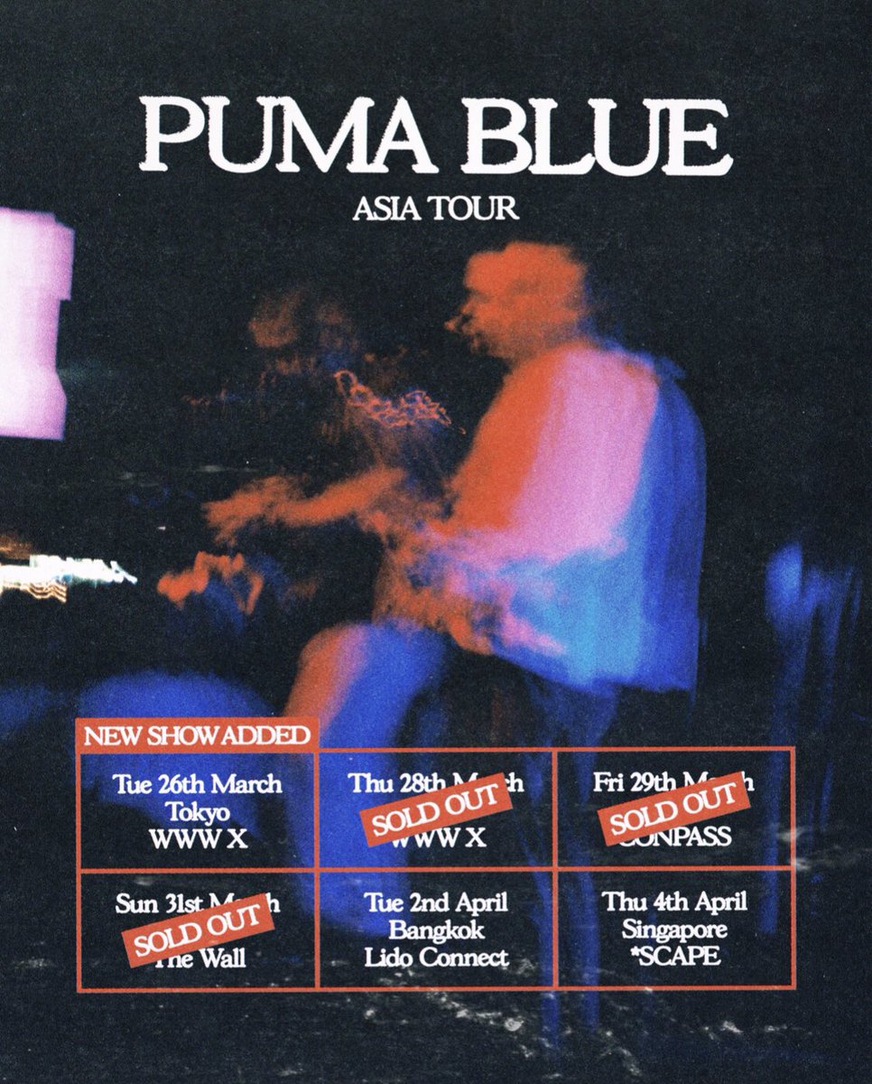 TOUR STARTS TUESDAY IN JAPAN tickets: pumablue.com/tour