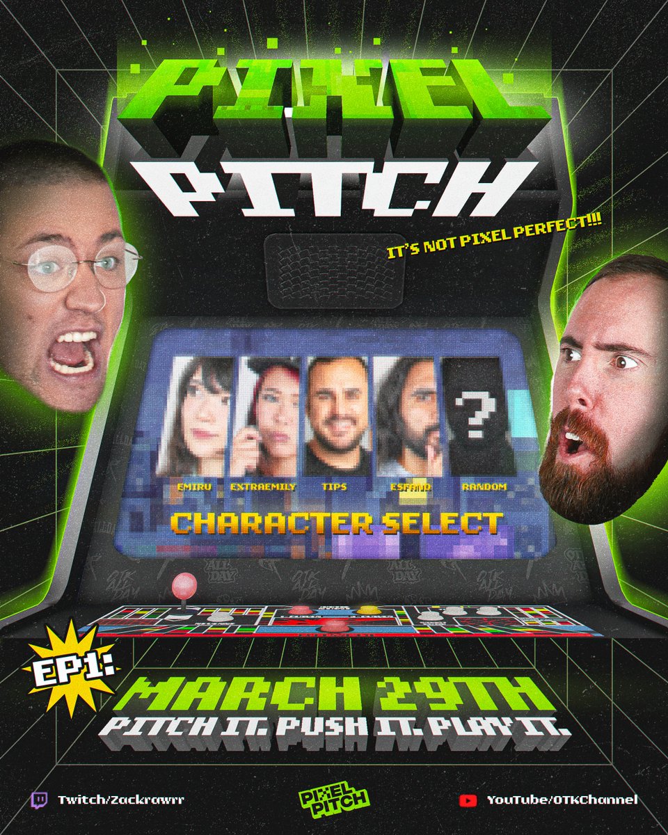 👾 PIXEL PITCH 👾 Our newest show where game developers get the chance to showcase their projects to a panel of industry judges and Twitch chat! PREMIERES FRIDAY, MARCH 29th!! 12pm PT / 2pm CT / 3pm ET 🕹️ Twitch.tv/Zackrawrr