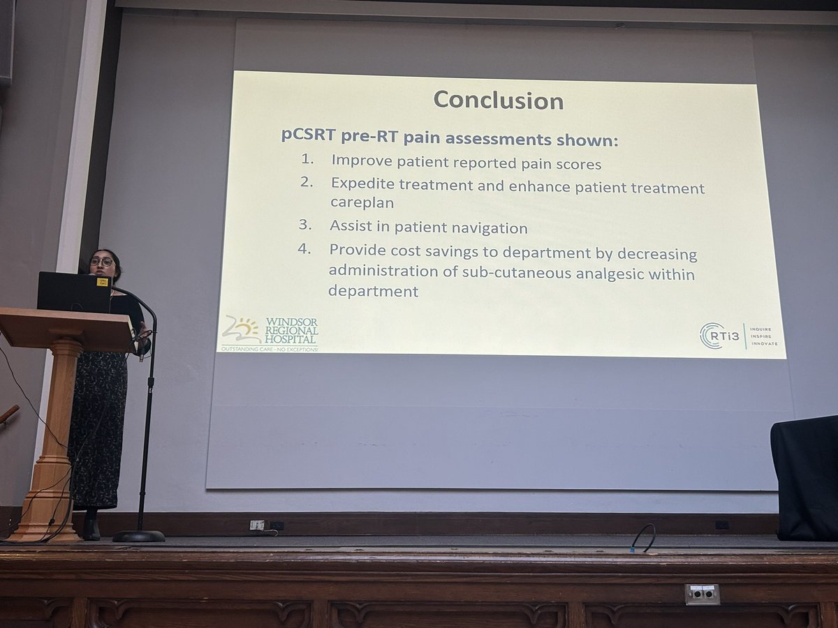 Advanced Practice RT (@advpracticert) on Twitter photo pCSRT <a href="/henna_parma/">Henna Parmar</a> from <a href="/WRHospital/">Windsor Regional Hospital</a> builds capacity in her new role with the implementation of the pre-RT pain assessment
✅ improve patient reported pain scores
⏩ expedite treatment
🧭 patient navigation
#RTi3Conference pCSRT <a href="/henna_parma/">Henna Parmar</a> from <a href="/WRHospital/">Windsor Regional Hospital</a> builds capacity in her new role with the implementation of the pre-RT pain assessment
✅ improve patient reported pain scores
⏩ expedite treatment
🧭 patient navigation
#RTi3Conference