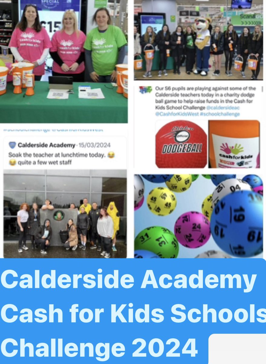 Please help Calderside Academy stay in the top three in the Cash for Kids School Challenge.Any donation however small would be much appreciated.🤞🏻Please see pinned post with details of how to donate @caldersideac @CashforKidsWest #schoolschallenge