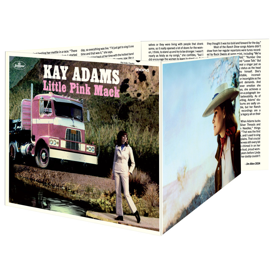 Kay Adams' Little Pink Mack is now available on CD! Got your ears on? This album collects Kay Adams’ live studio cuts from the Buck Owens Ranch Show. The CD contains 3 bonus tracks & is stuffed with liners! Grab your copy here: sundazed.com/kay-adams-litt…