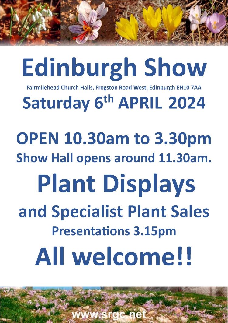 Sat 6-Apr-24   10.30am   BST   Edinburgh &amp; the Lothians Flower Show  Nurseries expected are: MacPlants, Kevock Garden Plants, Hartside, Aberconwy, Ardfearn &amp; Edrom.  All Welcome  <a href="/edinburghpaper/">Edinburgh Evening News</a>
 @TheEdinburghNews @WhatsonScotland