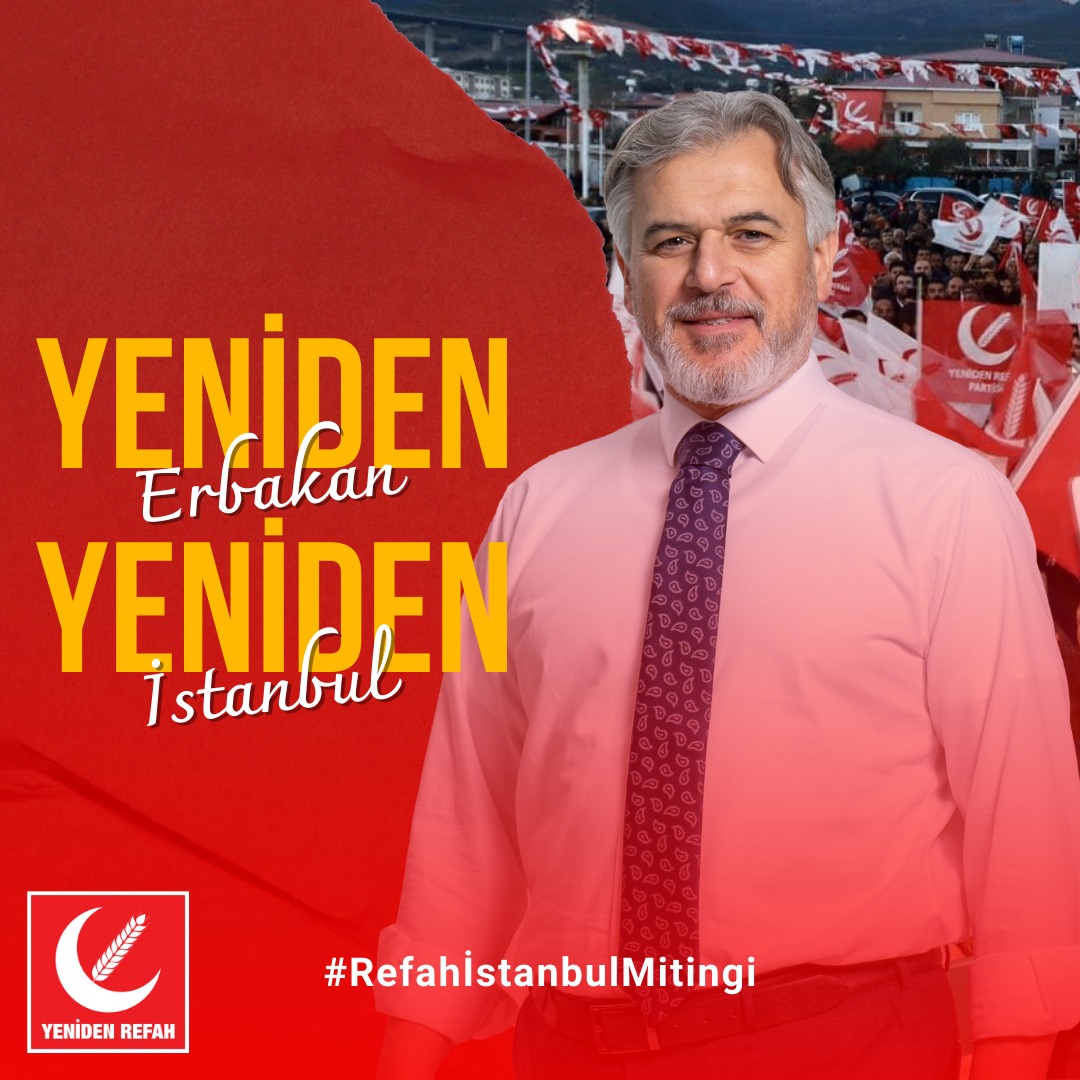 İstanbul Hazır Türkiye Hazır! Büyük gün geldi. Ahlaklı Belediyeciliğin fragmanı #RefahİstanbulMitingi'na sayılı saatler kaldı. Genel Başkanımız Dr. Fatih Erbakan'ın katılımlarıyla, 24 Mart Pazar günü saat 15:00’te Zeytinburnu 15 Temmuz Meydanı’nda gerçekleşecek olan Büyük…