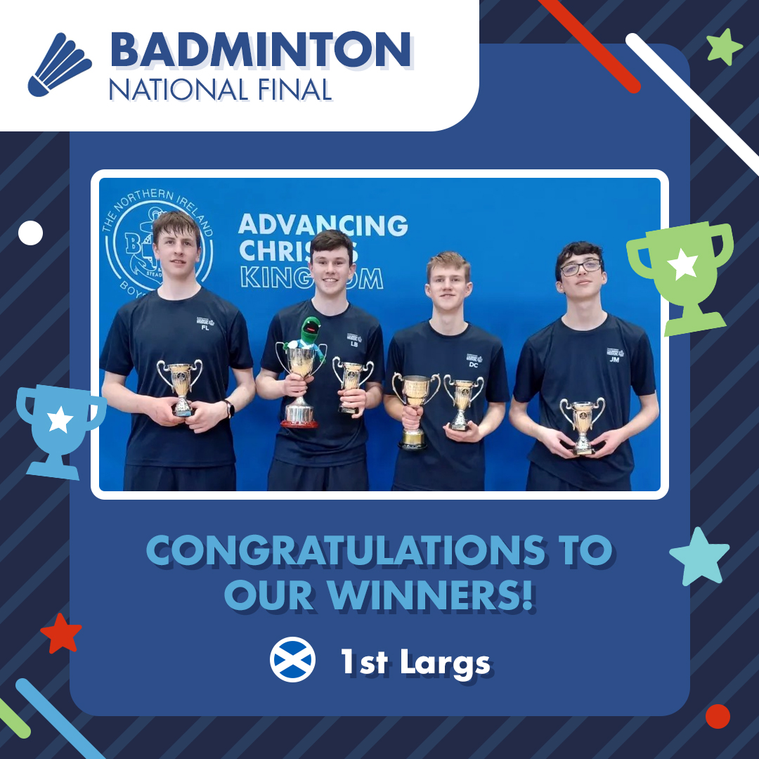 Huge congratulations to 1st Largs, our National Badminton Champions for 2023-24! 🏸 Well done to all of the other finalists as well as everyone who took part in this session's event, and big thanks to @BBNI for hosting today's final 🙌 #BoysBrigade #BBAdventure #BBNatComps