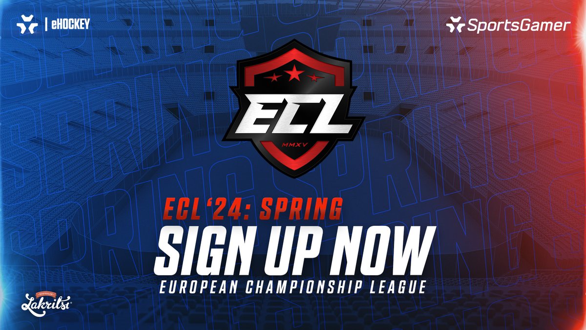The signups for #ECL24Spring are now open - spread the word and SIGN UP NOW! 💸 Cash prizes 📈 Skill-based divisions 🔥 Lots of FUN! 🏒 #NHL24 6v6 & 1v1 🔗 bit.ly/ECL24Spring #esports #eHockey #KouvolanLakritsi