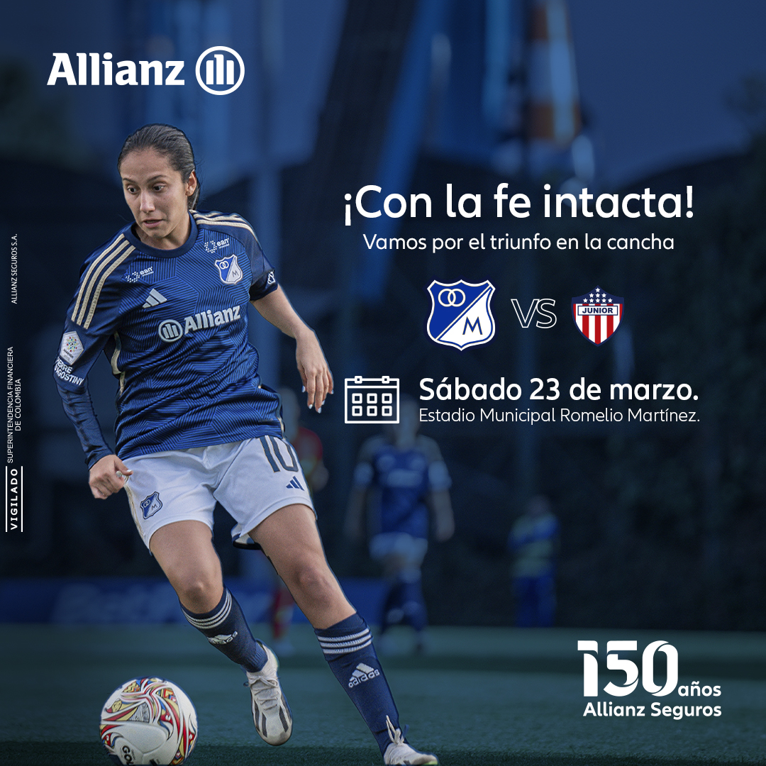 ¡Hoy tenemos un nuevo reto! Y seguro estaremos con las embajadoras en cada pase y cada gol para celebrarlo. ​ ¡Vamos Embajadoras! ​🔥⚽️ 💙 @MillosFcFem vs. @JuniorFemenino 🏟️ Estadio Municipal Romelio Martínez. ​ ⏰ 4:00 p.m.